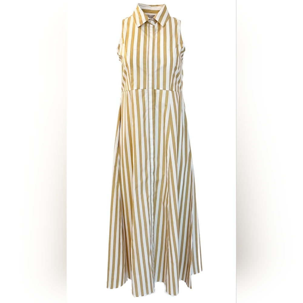 Livro Sleeveless Shirt Dress Tan And White Womens Small